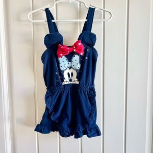 Disney Junior Minnie Mouse Romper - 3T Navy Blue with Bow